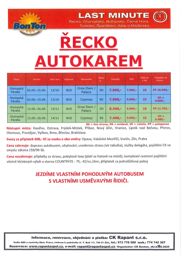 ŘECKO - SOUHRN - AUTOKAREM Z BRNA - k.28.8.-ck Bonton